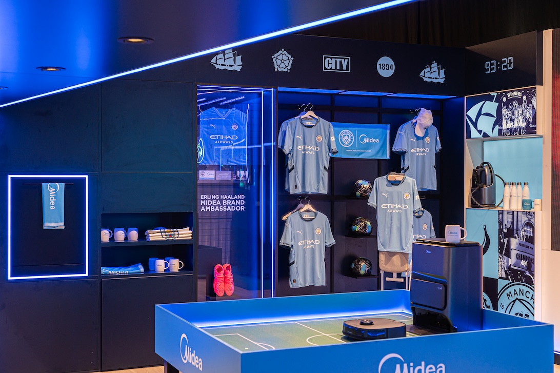 Mancity brand popups in the booth at IFA 2026