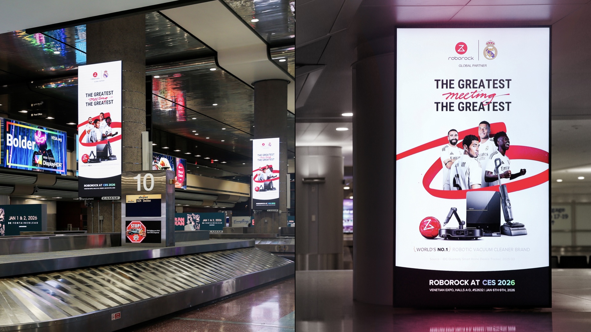 Roborock OOH out-of-home (OOH) advertising at the airport for sports sponsorship