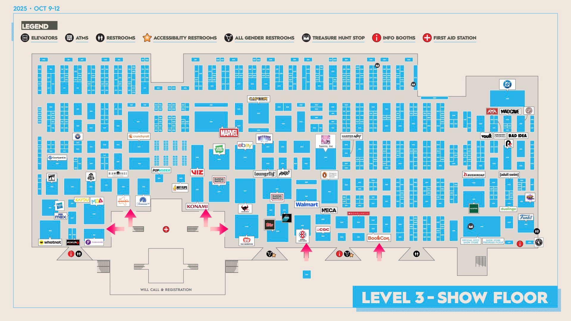 NYCC new york comic con exhibitors floor map 2025