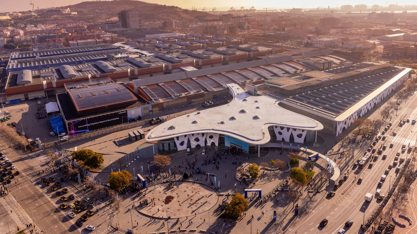 ISE exhibitor guide 2027: aerial view of the Fira Barcelona Gran Via South Access, the ISE venue in Barcelona