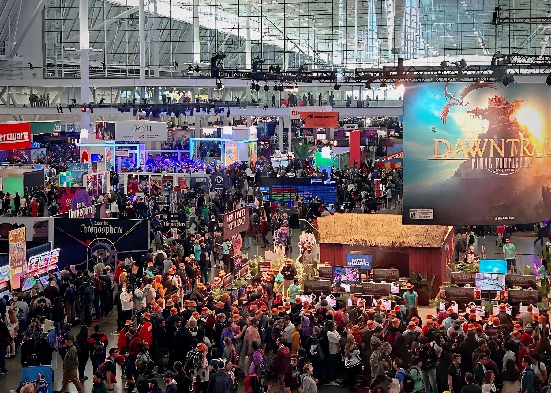 PAX East exhibition floor at Boston Convention and Exhibition Center with game booths and attendees