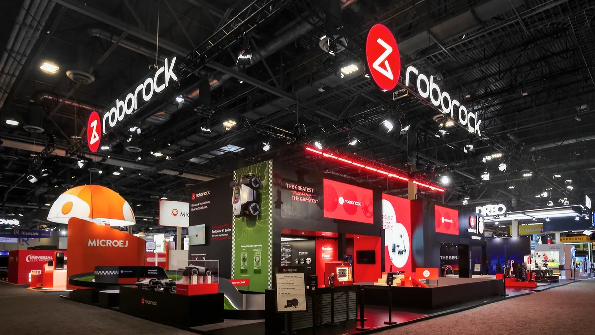 Wide view of the Roborock CES booth design 2026 exhibit, ranked seventh in the BOSS Awards