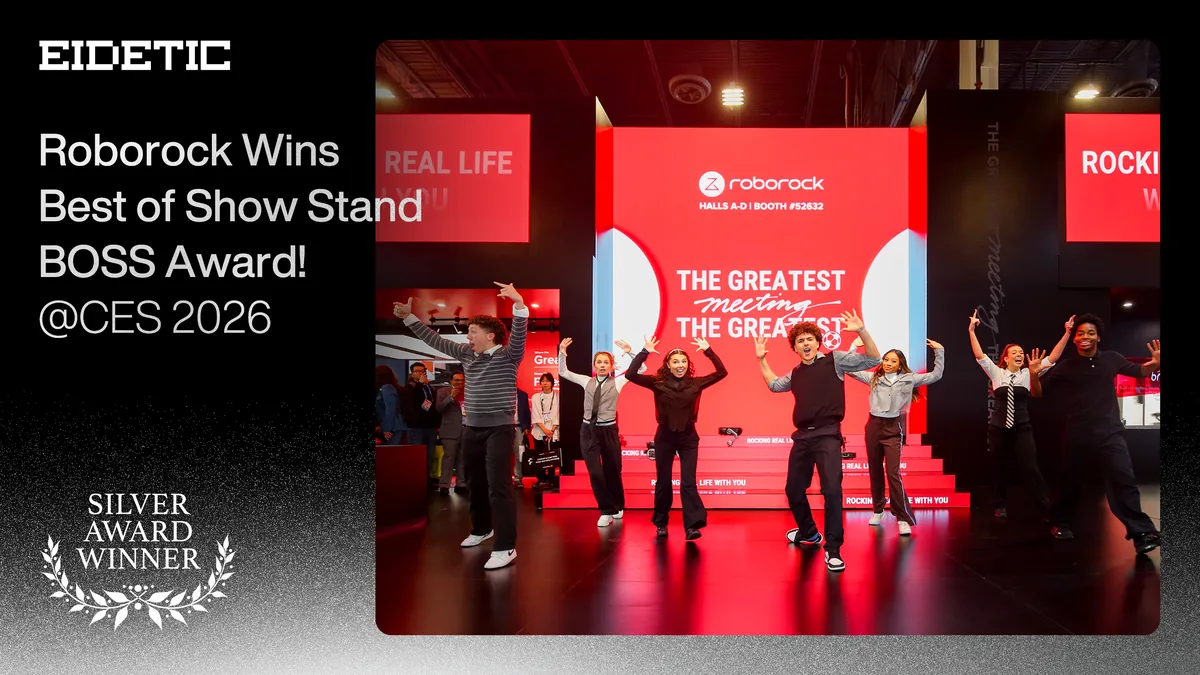 EIDETIC announcement graphic: Roborock wins the CES 2026 BOSS Silver Award